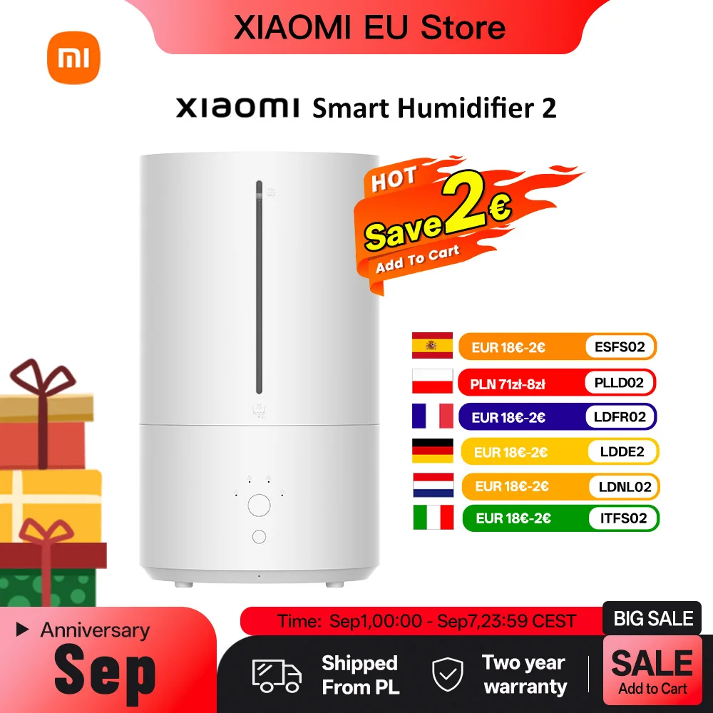 Image of Xiaomi Smart Luftbefeuchter 2, verbesserter 4,5 l intelligenter Luftbefeuchter, UV-C-Licht, Luftreiniger, automatischer Modus, leise für Zuhause
