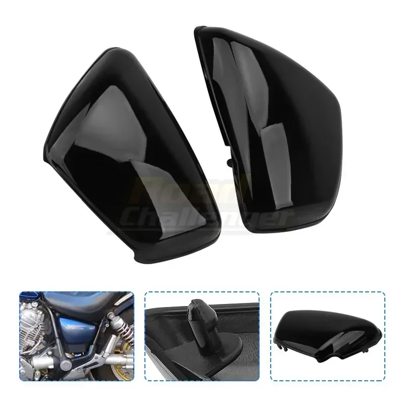 

Motorcycle Battery Fairing Cover For Yamaha XV 700 750 1000 1100 Virago 1984-up Side Cover Left & Right Protection Cover Black