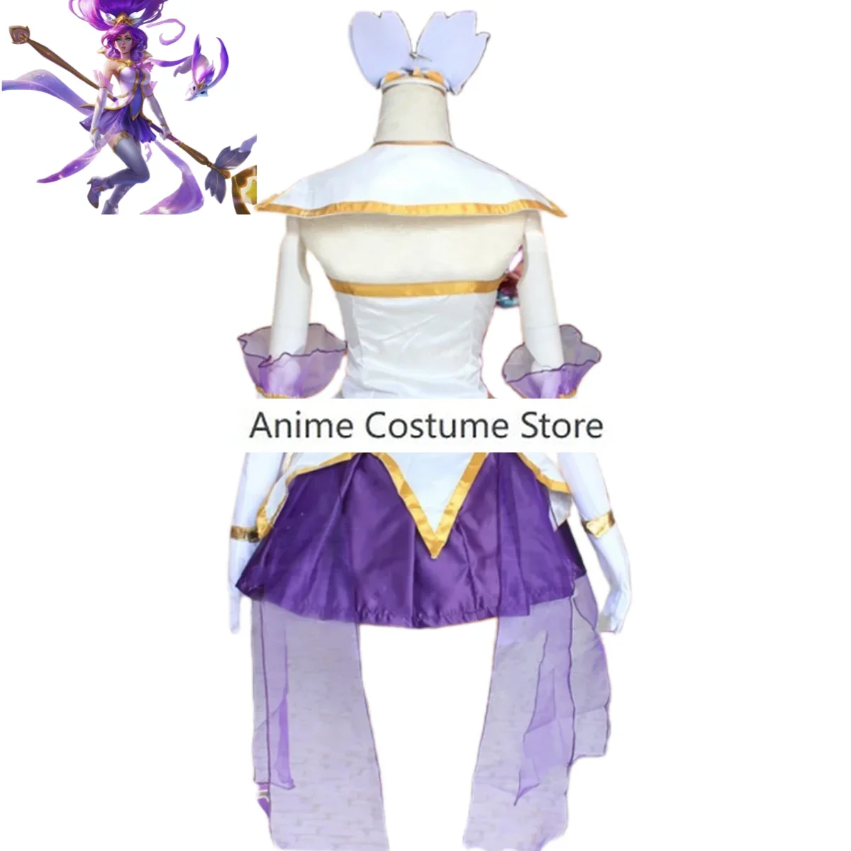 Game LOL Star Guardian of Soraka Janna Cosplay Kostuum De Starchild Paarse Rok Pruik Volwassen Vrouw Sexy Carnaval Halloween Pak