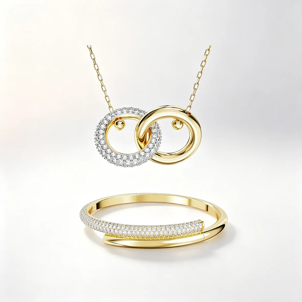 Women's Minimalist Double Ring Zircon Jewelry Set