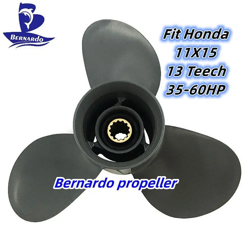 Bernardo Boat Propeller Fit Honda 11X15 Outboard Engines 35 40 45 50 60 HP Motor Aluminum Alloy Screw 3 Blades 13 Tooth Spline