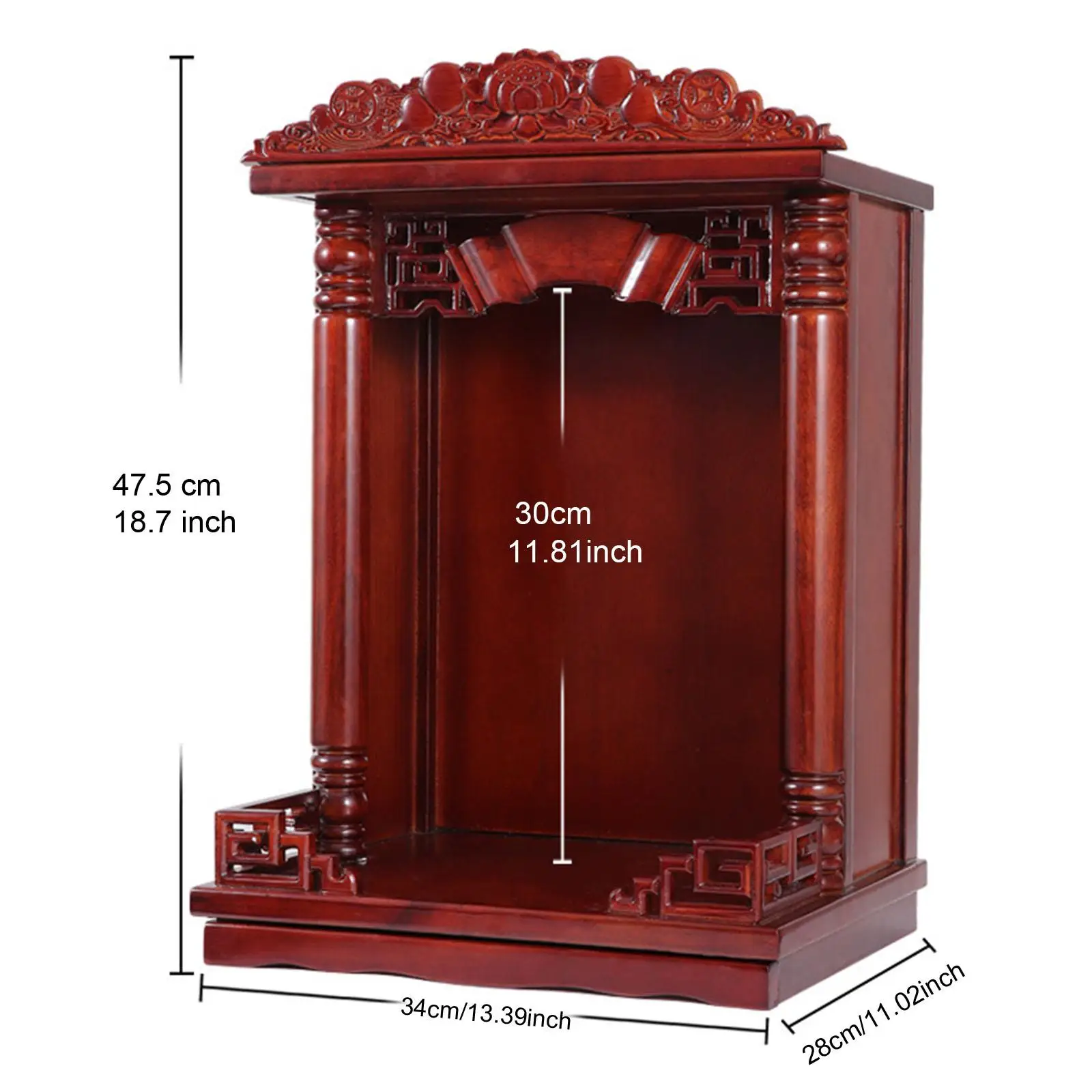 Buddhist Niche Display Stand Feng Shui with Hidden Pull Panel Holder Home Decor for Home Living Room New Year Household Office