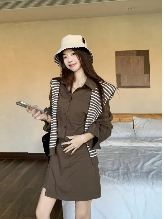 

plus Size Women's Vintage Japanese Style Collar Long Sleeve Dress Asymmetrical A-Line Skirt Spring Summer New Arrival