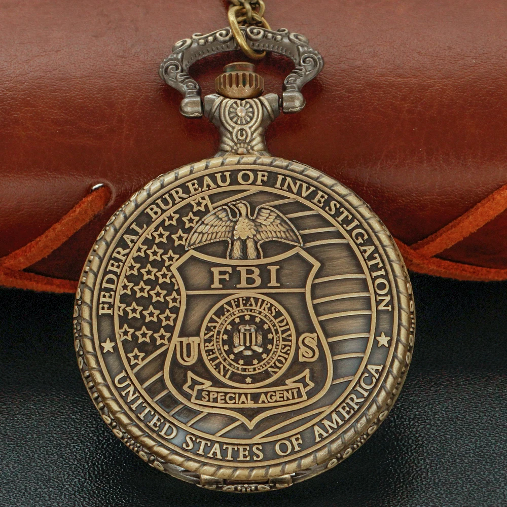 2026 New White House Fbi Logo Emblem Quartz Pocket Watch Vintage Unisex Necklace Pendant Necklace Accessories Jewelry Gifts