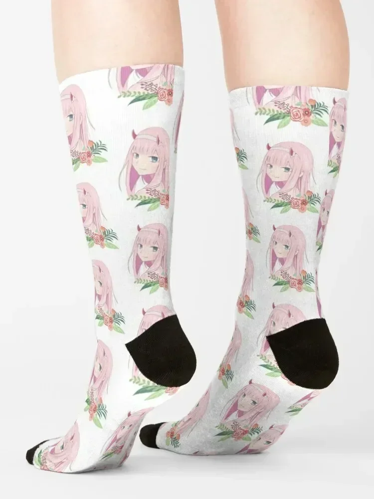 Zero Two, Darling in the Franxx Socks kids Crossfit floral designer brand Socks Girl Men's
