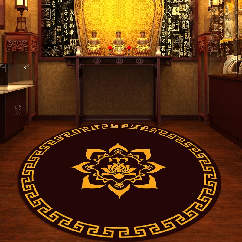 Buddha Hall Carpet Full of Household Lotus Pattern Carpet Meditation Buddha Front Mat Zen Temple Lotus Buddha Home Prayer Carpet