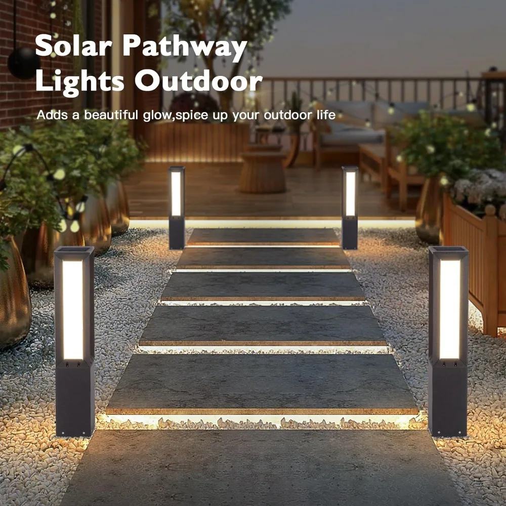 Imagem -03 - Impermeável Jardim Floor Lamp Solar Lights 3000k Led Bollard Lighting Modern Walkway Light Landscape Lights 32 Polegada Ip65