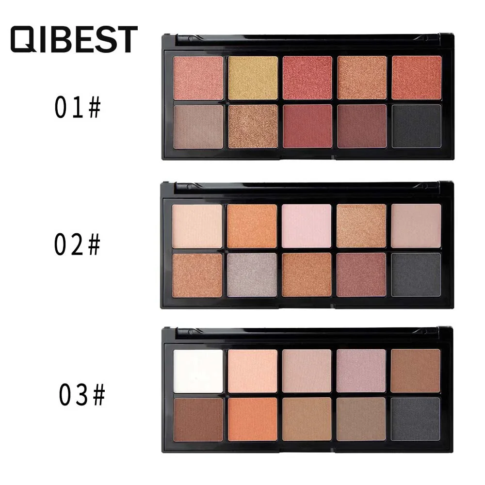 QIBEST-Paleta de Sombras Brilhantes Metálicas, Paleta de Sombras Nuas Pigmentadas de Alta Intensidade, Diamante Crumbles, 10 Cores