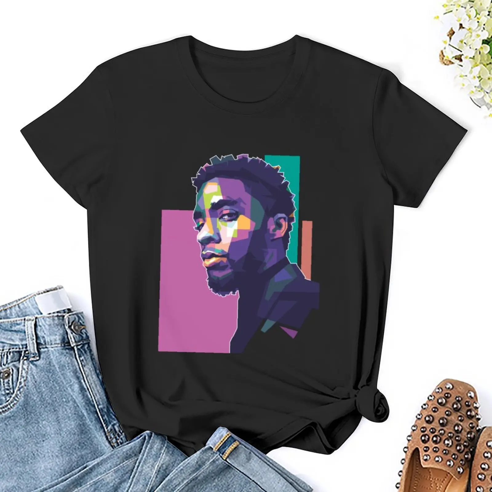 Chadwick Boseman WPAP T-Shirt funny hippie clothes Top Women