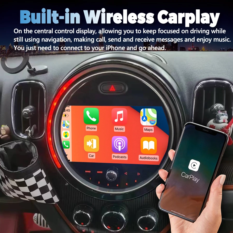 Radio samochodowe nawigacja ekranu Android dla Mini Cooper rodakowi F60 2017 2018 2019 bezprzewodowy Carplay GPS multimedialny odtwarzacz Video