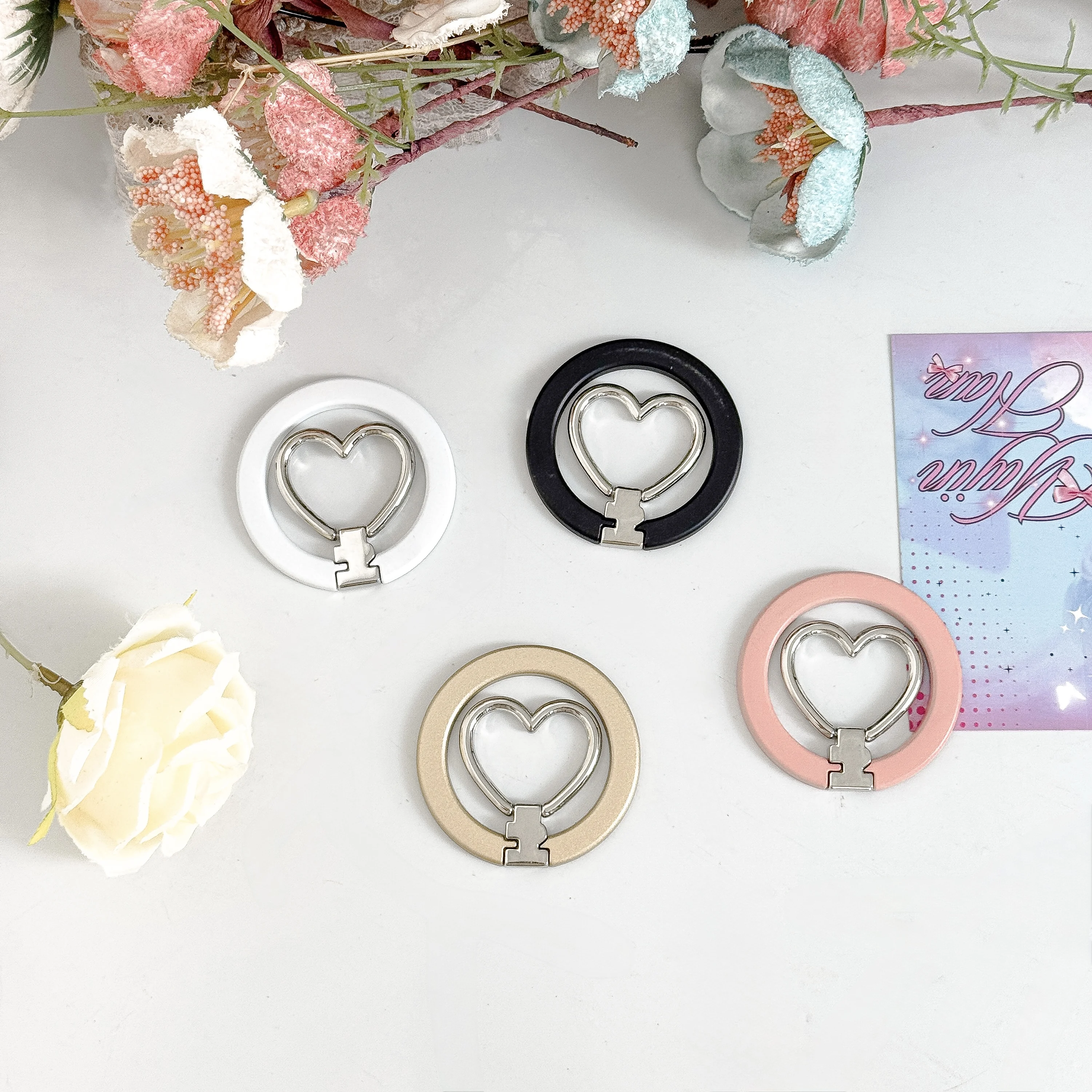 Sweet Gentle-Style Magnetic Heart Phone Stand - Universal for Most Smartphones Lazy-Friendly  Hands-Free Ultra-Portable