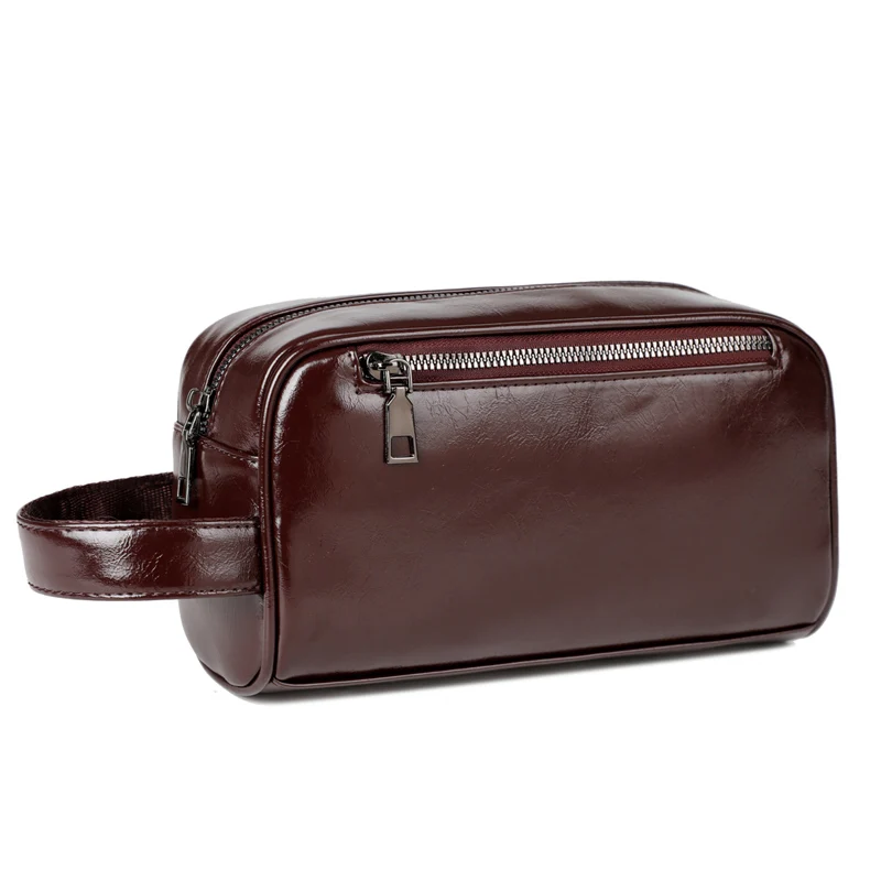 حقيبة يد جديدة للرجال حقيبة يد للرجال من الجلد الشمعي الزيتي محفظة طويلة بسحاب حقيبة هاتف حقيبة معصم pochette uomo classe zich