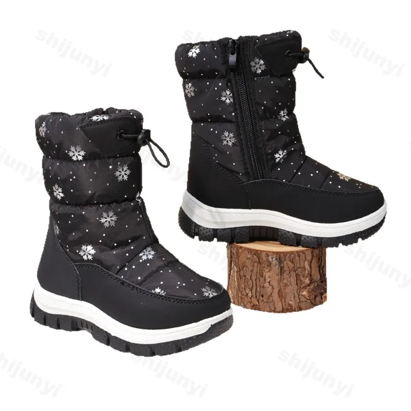 Winter Girls Boys Snow Boots Children's Knee-high Boots New 2026 Warm Plush Outdoor Platform Non Slip Kids Waterproof Long Boots image 6