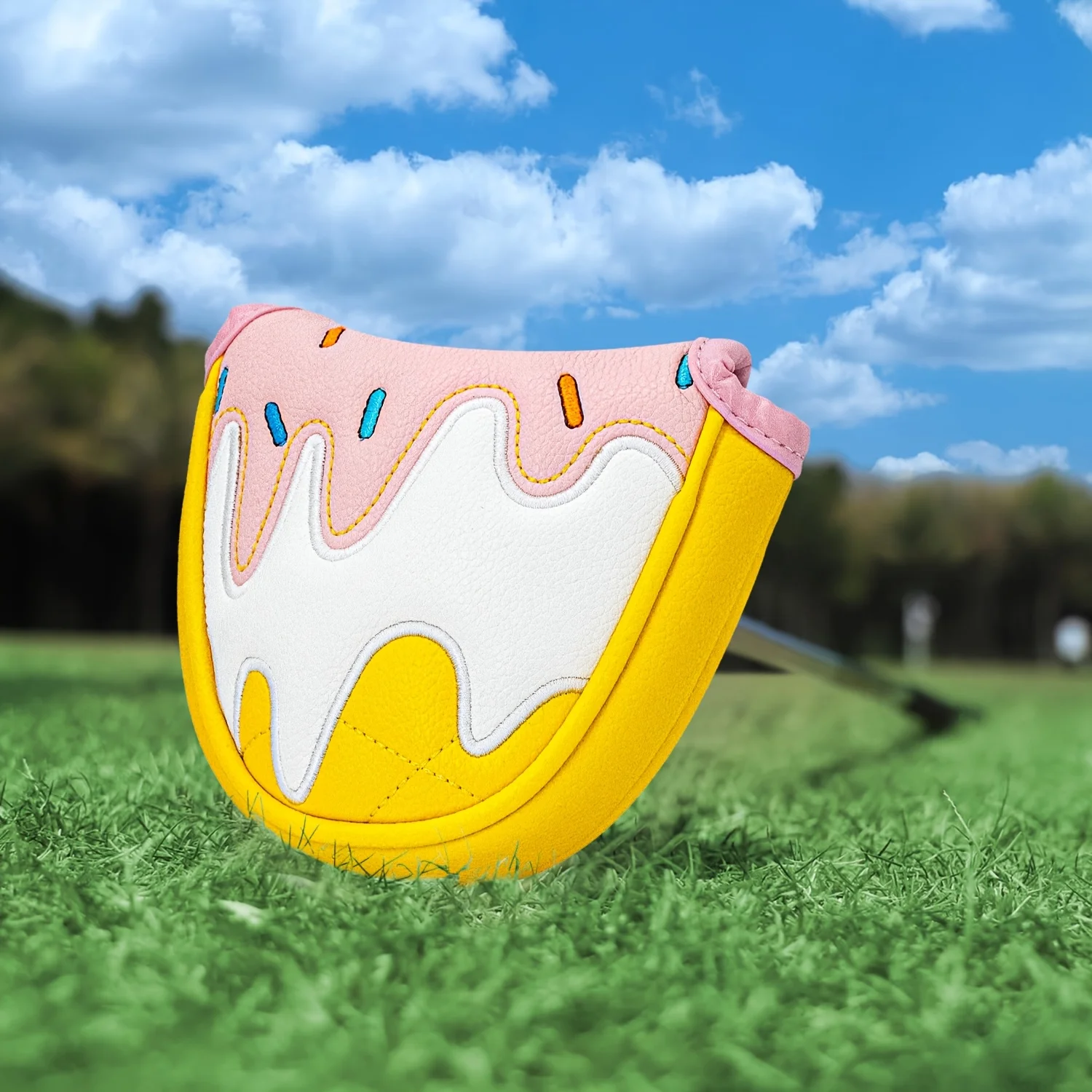 1pc Cute Ice Cream Golf Mallet Putter Cover, Magnetic Closure Half-Mallet Putter Headcover, Stylish PU Golf Club Protector image 3