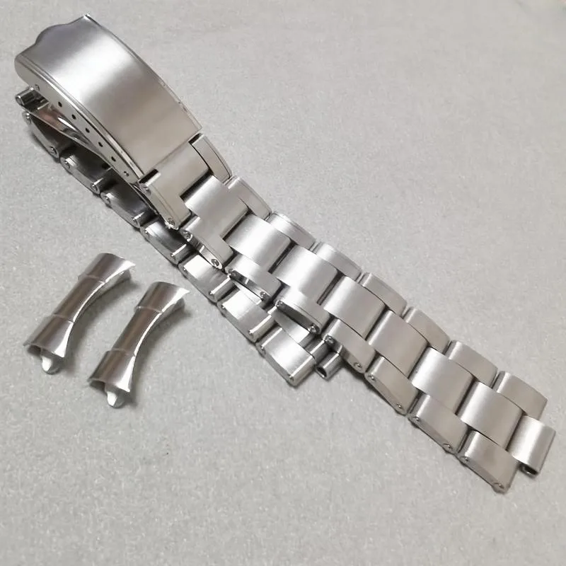 316L Stainless Steel 20mm Oyster Rivet Watch Bracelet Strap Band Curved End Compatible For RLX Watches