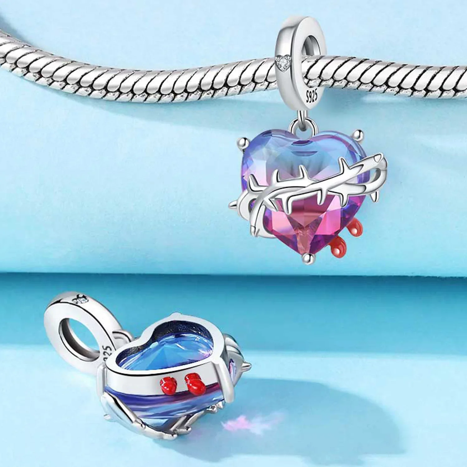 Abalorio de cuentas de plata de ley 925 con borde de espinas, borla de amor, cuentas de perlas, compatible con pulsera Original Pandora, regalo de joyería fina Diy