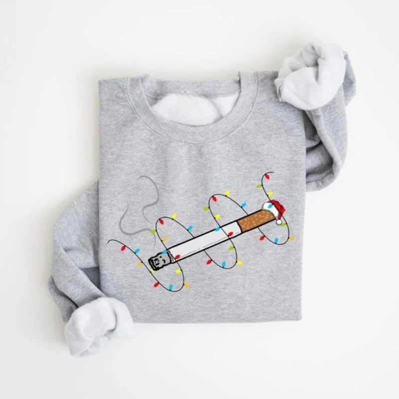 Amante de cigarro fumante luzes de natal viciado outono e inverno moletom manga longa combinando hoodies manter pulôver quente