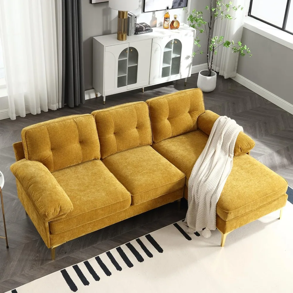 

83" Living Room Sofas with Chaise Sleeper, Removable Cover for Small Spaces Bedroom, Convertible L Shaped Sofas