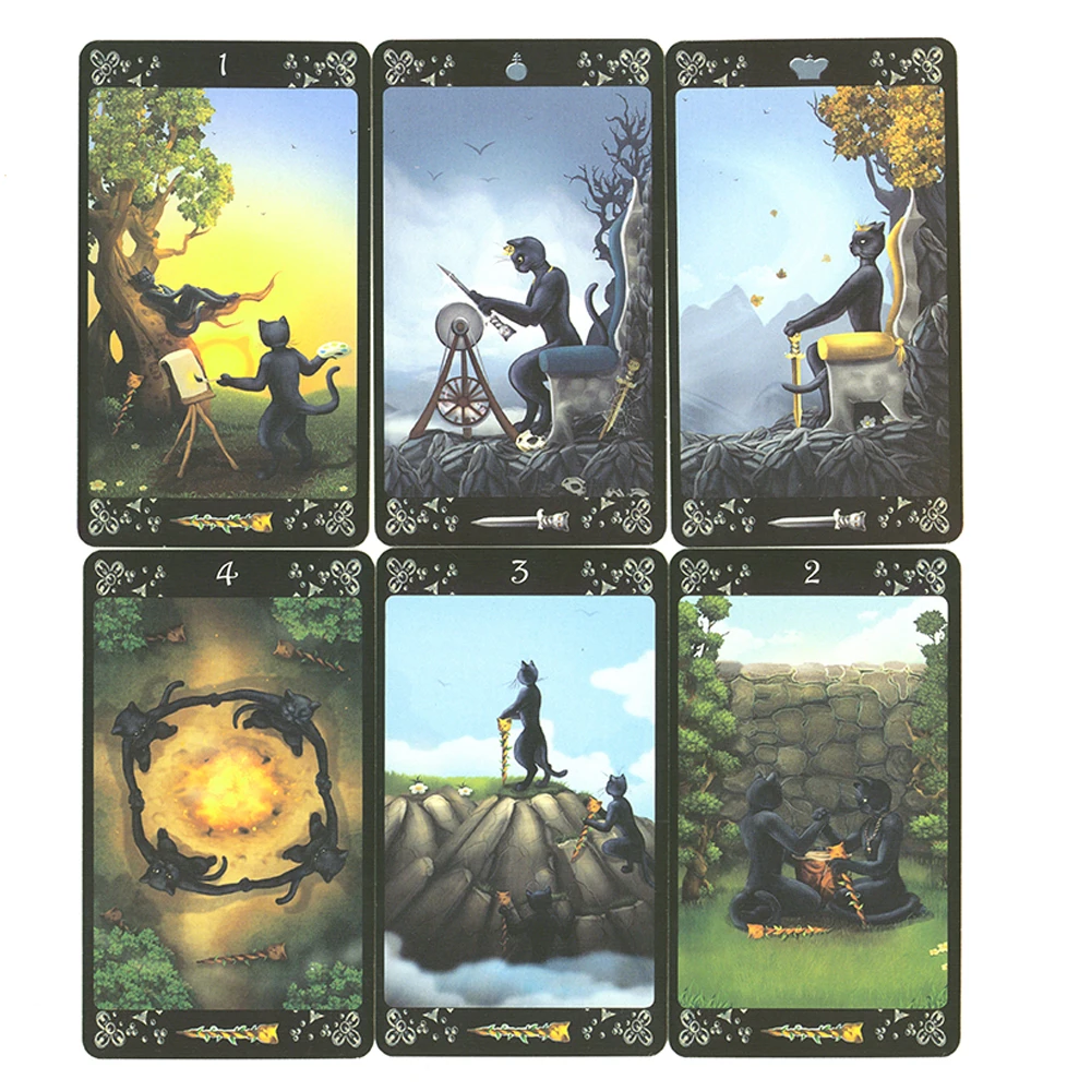 Cats Spanish Tarot Cards French Italian English and German Tarot Cards for Beginner with Guidebook DIVIN Mysterious Oracle Deck