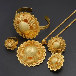 Anniyo 2025 Set Perhiasan Etiopia Baru Kalung Anting-Anting Gelang Cincin Pernikahan Afrika Habesha Eritrea Tradisional #383406 10 set perhiasan pernikahan afrika dengan penjualan terbaik - №
