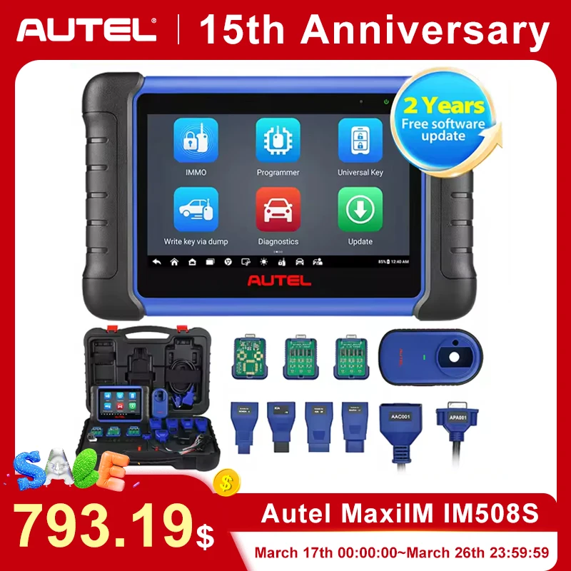 Autel MaxiIM IM508S Key Programming Tool Automotive IMMO Diagnostic Scanner for Clone Key, Key Renewal, Upgrade of IM508