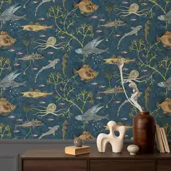 John Dory Wallpaper, Blue Sea Design Wallpaper Peel and Stick Wallpaper, Fish Nemo Wallpaper, Removable Traditional Wall Papers