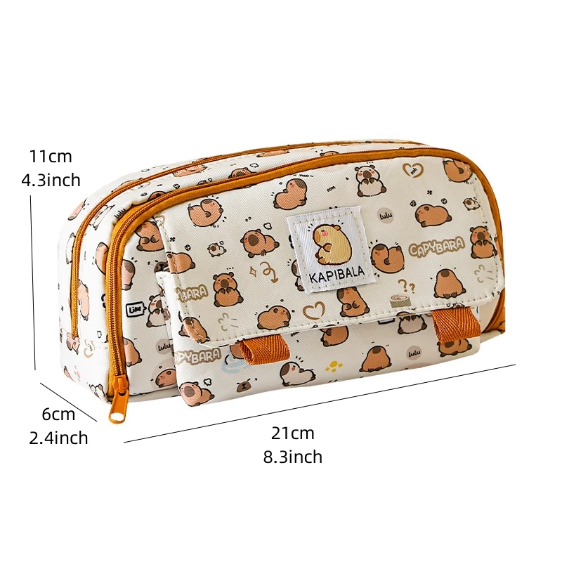 Happy Dog Pencil Bag Pen Case Cute Capybara Storage Pouch for Stationery F7586