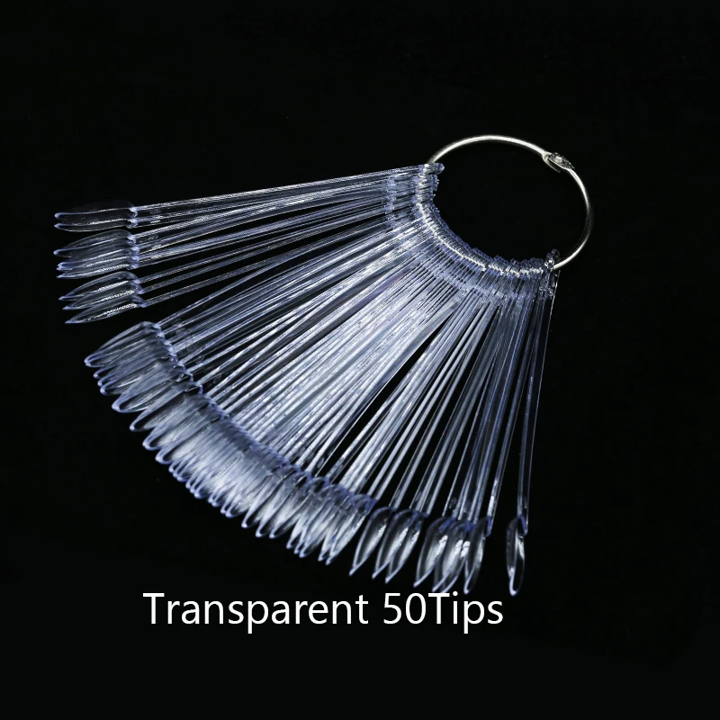 Falsche Nagelspitzen-Fan Nature Clear Black 12/24/32/50 Stück/Set Finger Full Card Nail Art Display Übungspolitur alles für Maniküre
