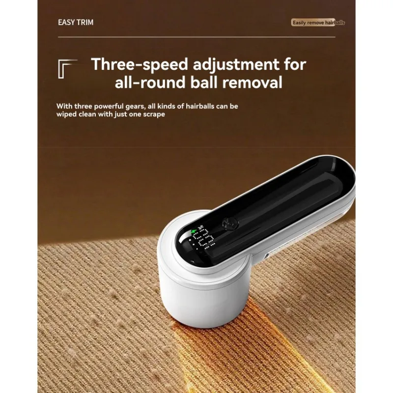 

【GRATEFUL】Powerful Electric Lint Remover 2025 New Rechargeable Fabric Shaver With Digital Display-White For Clothes