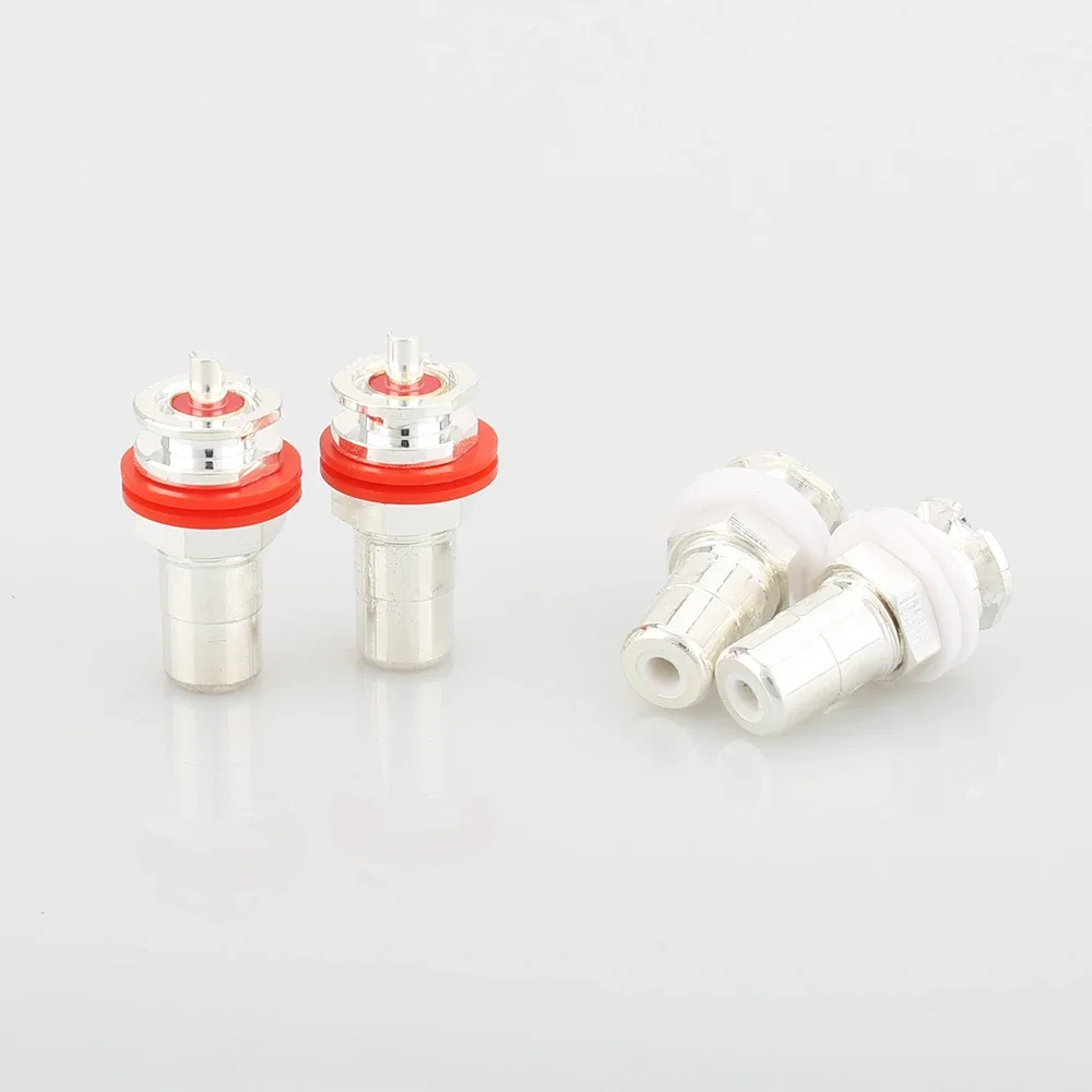 Gran oferta, 4 Uds., adaptador de enchufe hembra de montaje en Panel de chasis Phono RCA Chapado en plata