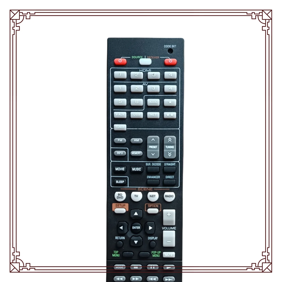 

Пульт дистанционного управления для AV-ресивера Yamaha HTR4065 RAV464 ZA11360 RAV451 WW512300 RX-V473 RX-V473BL RX-V475 RX-V475BL HTR-4065