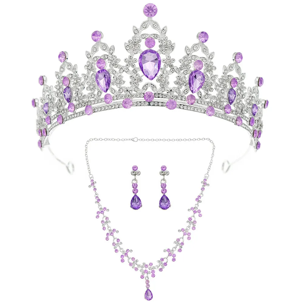 

Набор женских украшений: колье с короной из страз, серьги, подвеска-капля. Подарок для невесты на свадьбу, вечеринку, День святого Валентина. Модный аксессуар для девушек.