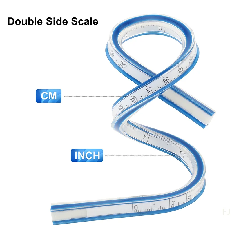 Régua curvada de 30cm para costura, régua macia flexível em inglês e escala métrica, ferramenta de desenho de engenharia, acessórios de costura, 1 peça