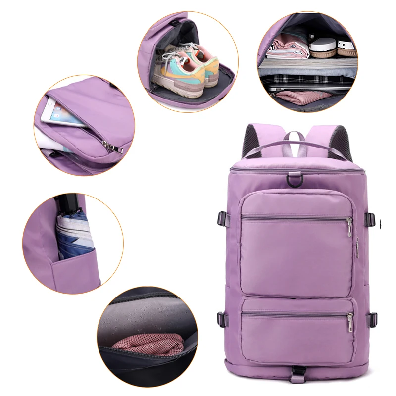 IKE MARTI Large Capacity Women Shoulder Travel Backpack Lady Weekend Sports Yoga Luggage Zipper Bags Multifunction Crossbody Bag