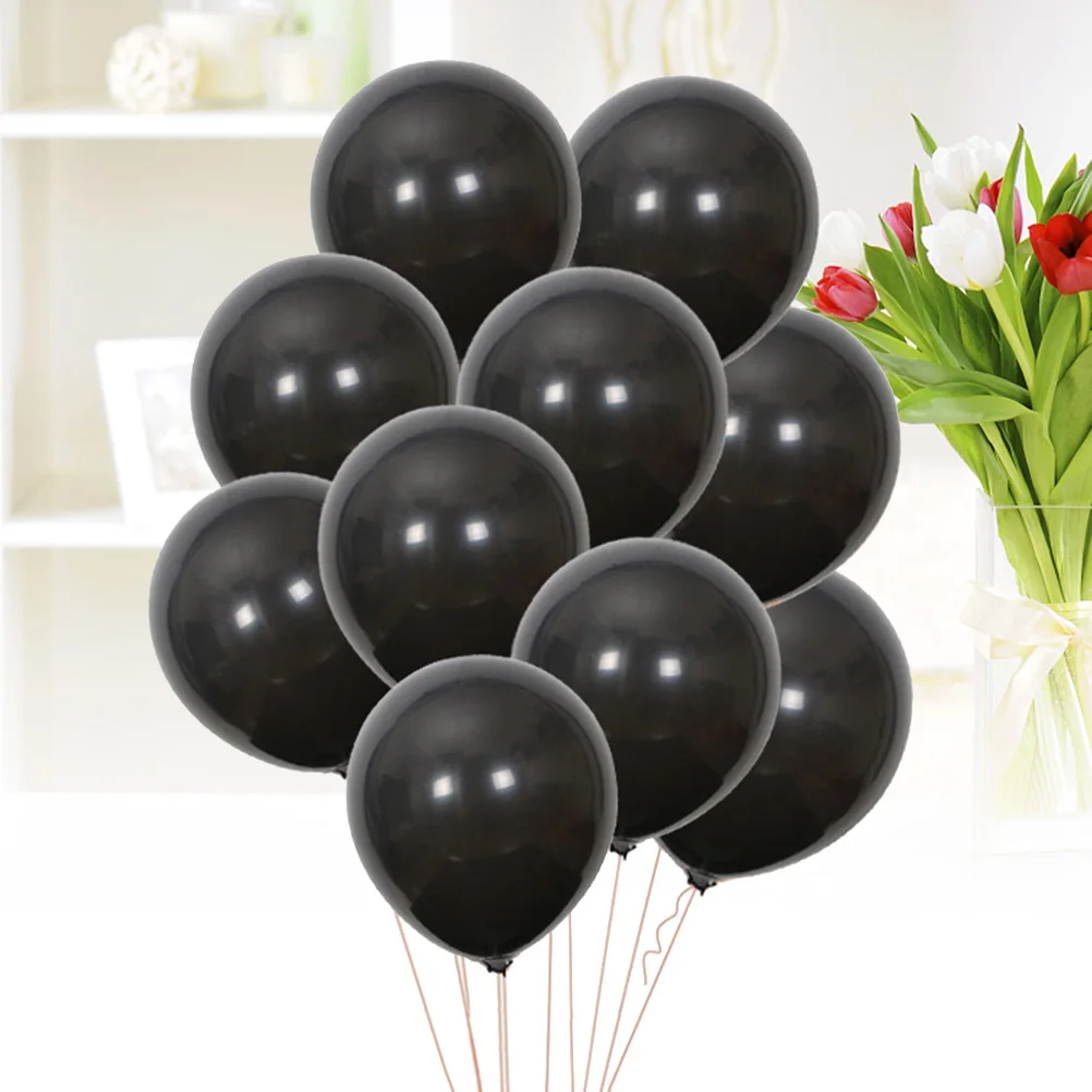 

20 Pcs Latex Balloon Halloween Decor Thickened Party Balloons Matte Black Large