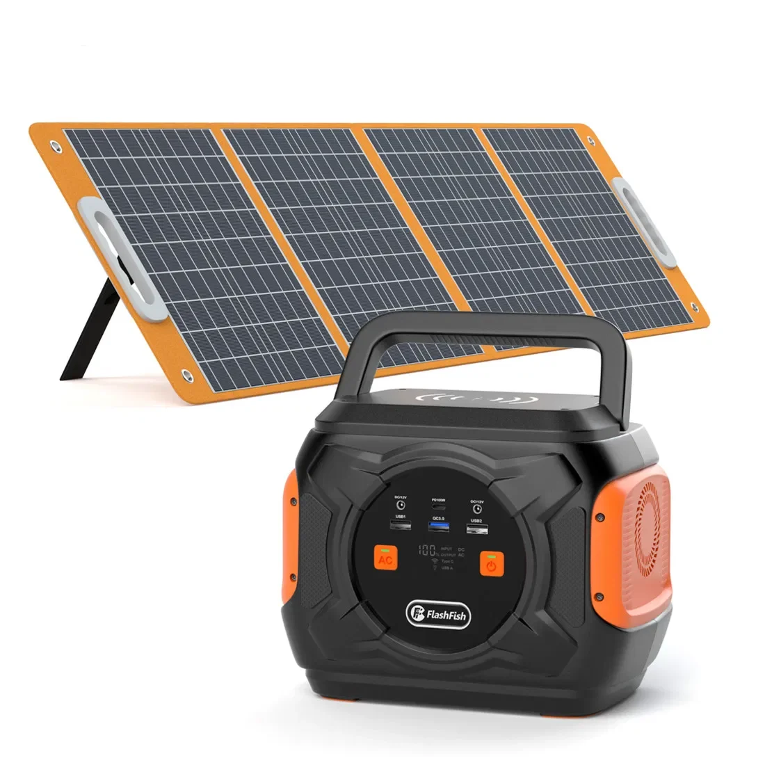 

320W Portable Power Station Flashfish 292Wh 80000mAh Solar Generator Backup Power With 18V/100W Foldable Solar Panel