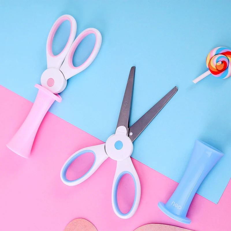 Deli 6065 DIY Craft Scissors Chat Kawaii Lovely Rabbit Shaped Safty Scissors For Kids Children Students Paper Cutting Tool