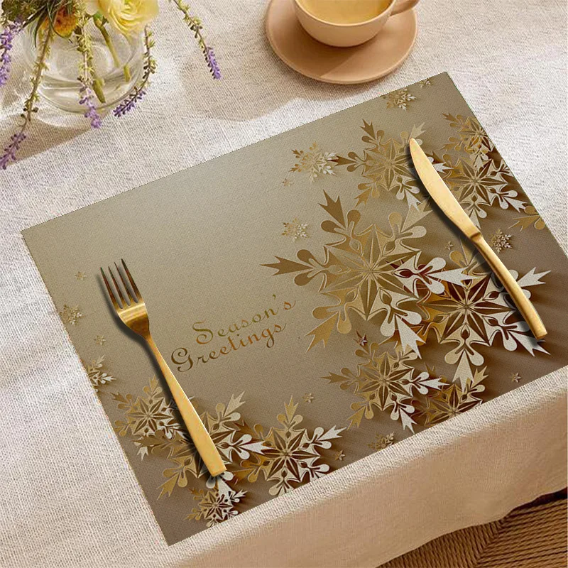 2025 عيد الميلاد الديكور الطرف الطباعة جو الجدول حصيرة الأوروبية مربع الغربية الغذاء المنزلية الجدول حصيرة #2