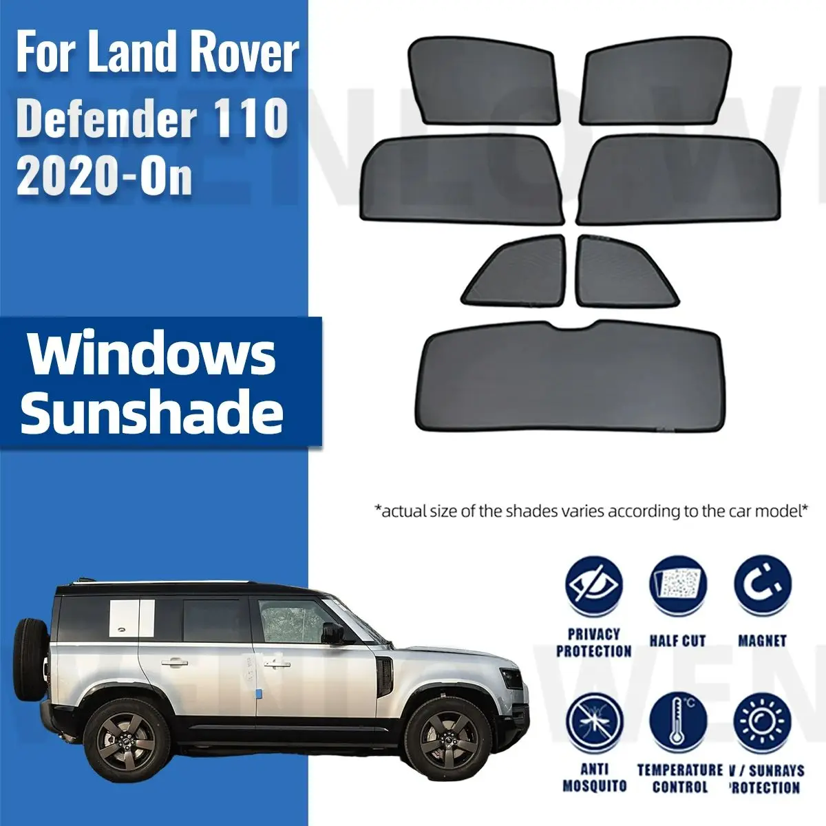 

For Land Rover Defender 110 2020 2021 2022 2023 2024 2025 Car Window Sunshade Uv Protection Auto Curtain Sunshade Visor Net Mesh