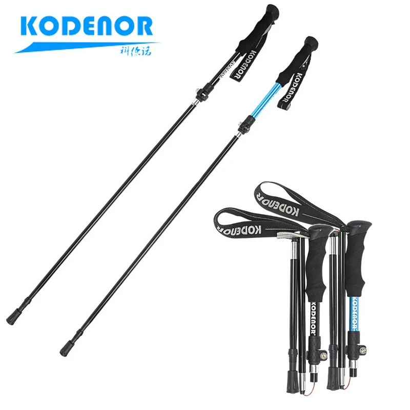 Folding Hiking Poles 5 sections Cane 6061 aluminum alloy Walking Stick Outdoor mountain climbing