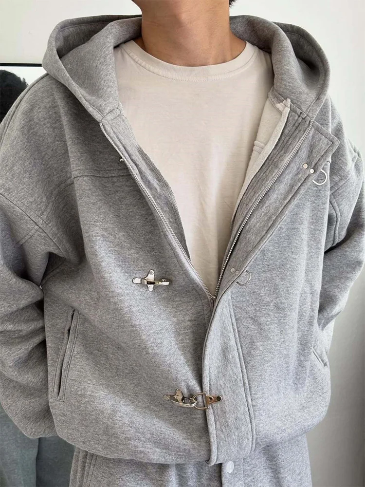 Herbst Winter Damen Hoodie Harajuku American Vintage Y2K Streetwear Knopfdesign Einfarbiger Pullover Kapuzenpullover – Detail 7