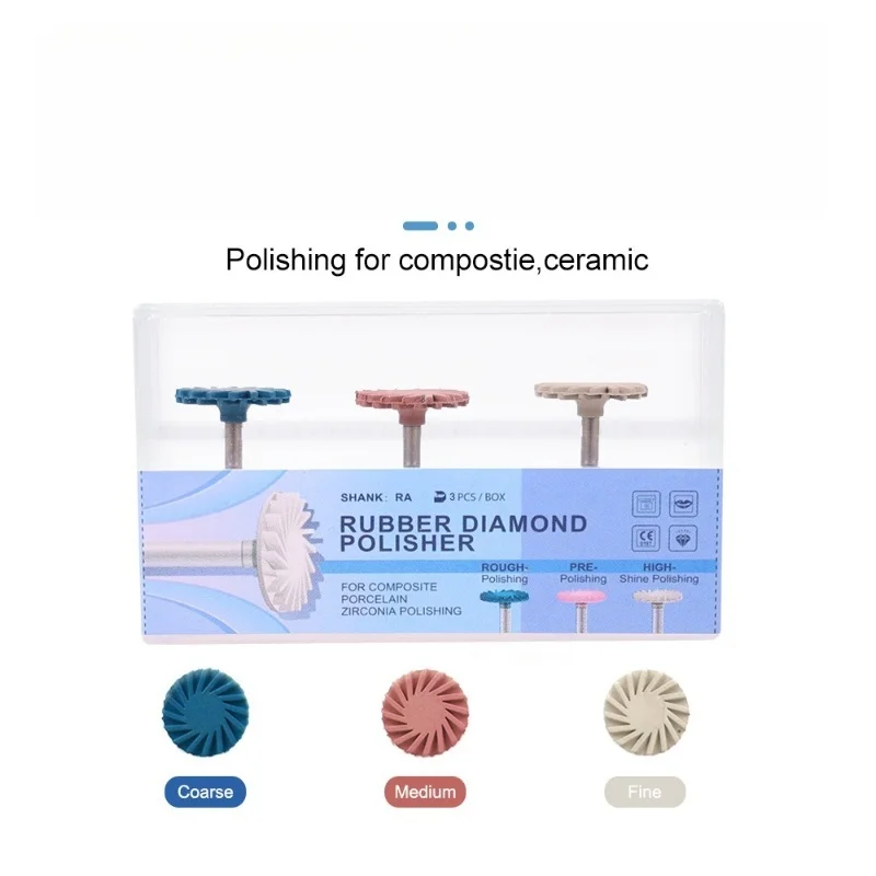 1 PC Blue Box Silver Handle Polishing Wheel Dentures and Dentures Polishing Dental Consumables Set of 3