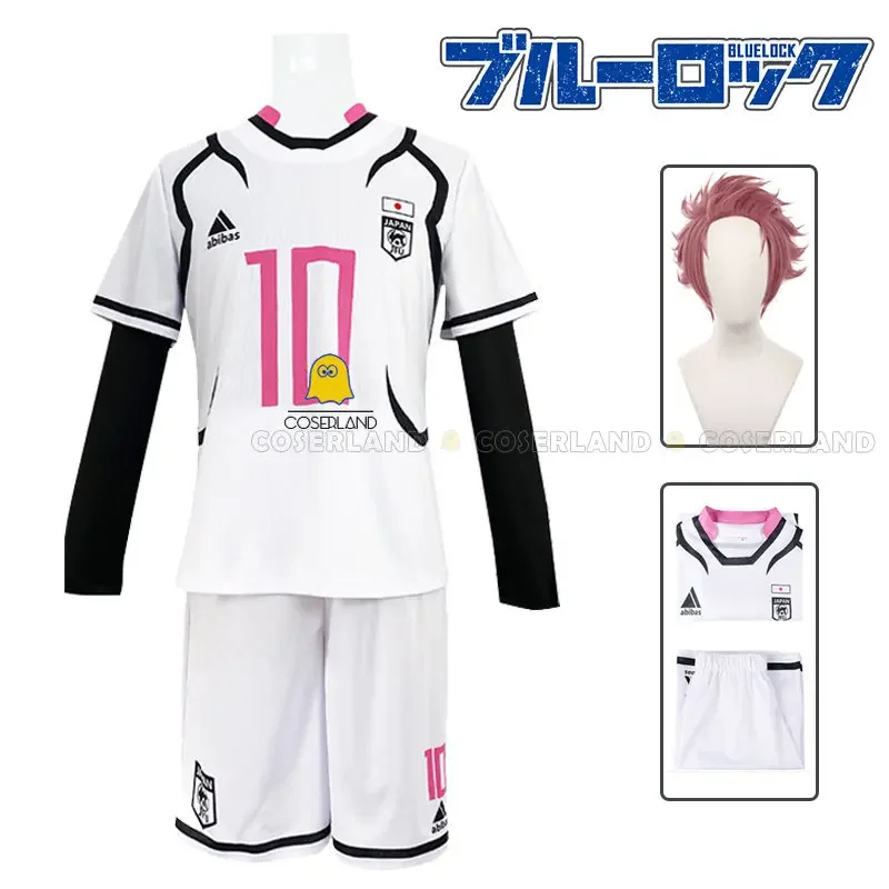 Anime blue lock cosplay costume wig SAE itoshi Ryusei shido Japan U-20 team football jersey white uniform sportswear men women p