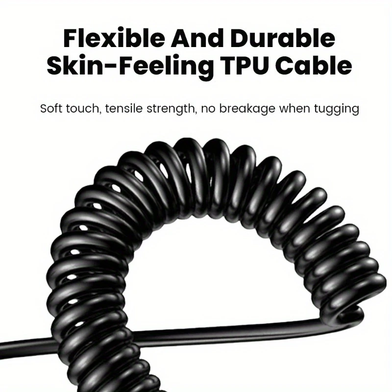66W spring elbow fast charging cable USB to Type-C telescopic data cable suitable for iPhone/Samsung/Huawei