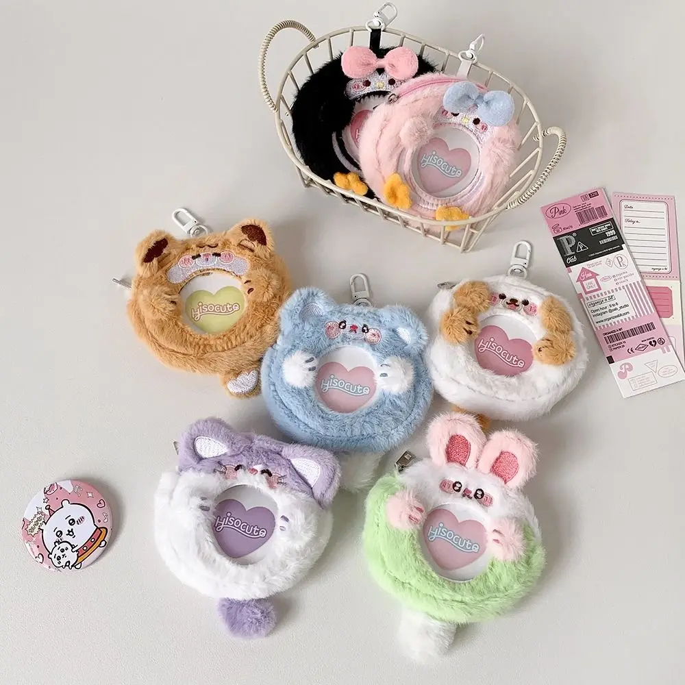 Anime Badge Holder Transparent Badge Itabag Animal Rabbit Cartoon Plush Purse Wallet Keyring Badge Display Pendant Display