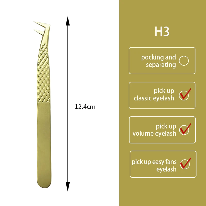 Didesun High Precision Light Weight Gold Lash Tweezers For Eyelash Extension Tweezers Fiber Tips