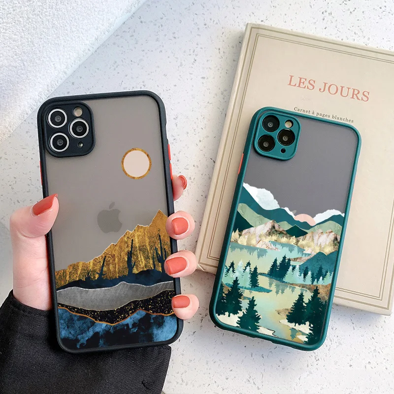 Hand Painted Phone Case For iphone X XS XR Scenery Shockproof Cases For iPhone 15 14 12 13 11 pro MAX Mini 7 8 Plus SE2 Cover