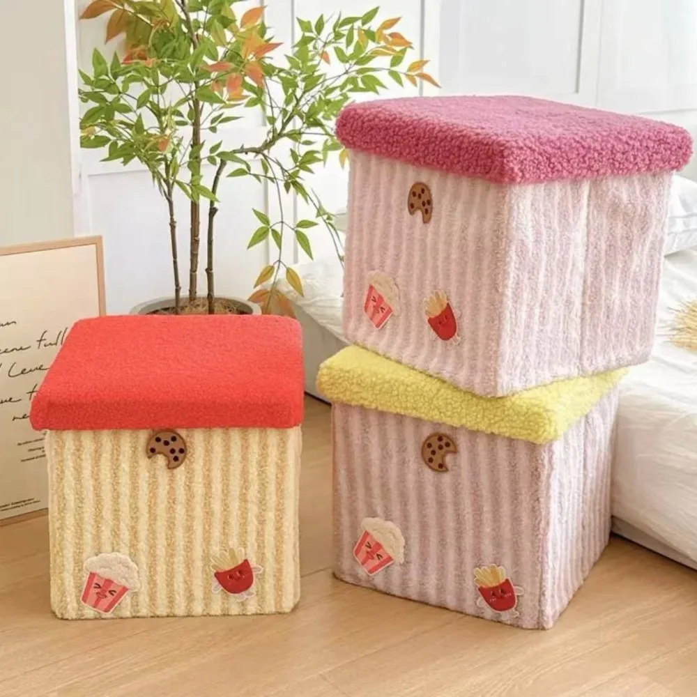 shoe chair Cute storage box dopamine storage basket shoe change stool small chair foldable storage organizer with lid