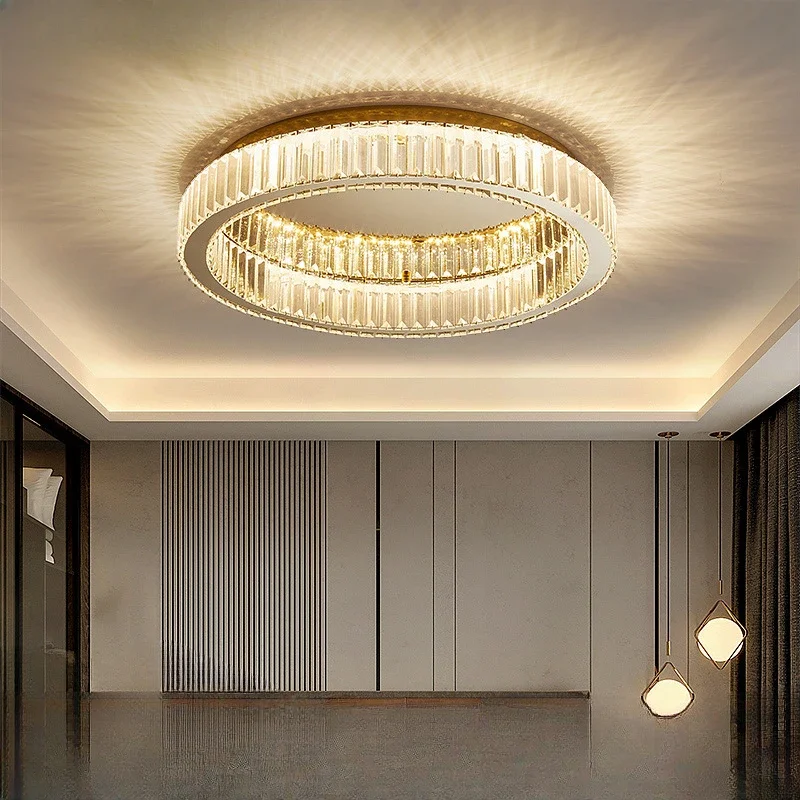 

Modern Minimalist Round Crystal Ceiling Lamp Living Room Decoration Luxury Bedroom Dining Indoor Lighting For Home