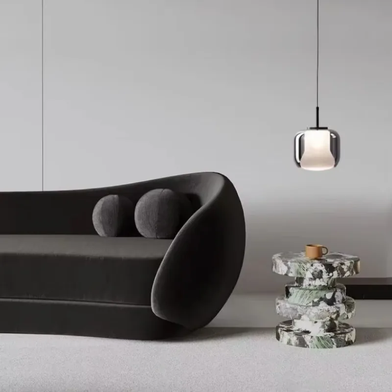 Italian Style Light Luxury Designer Bedroom Bedside Double-layer Glass Pendant Light Nordic Art Restaurant Bar Lighting